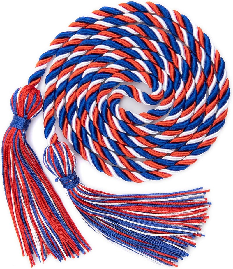 Leislam Graduation Honor Cords, Blue Red White Honor Cords, 2025 Graduation Cords with Tassel, Grad Cords, 67" Long Braided Cords for Bachelor Gown Graduation Decorations for Student Master Doctoral - Image 1